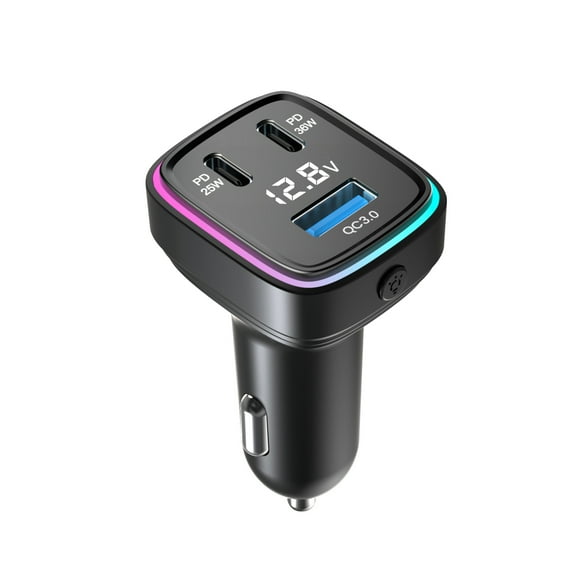 12/24V 61W Super Fast Car Charger 3 Multi Port Cigarette Lighter Usb Adapter 3-Port USB Car Charger with PD 3.0 iPhone and Android Devices