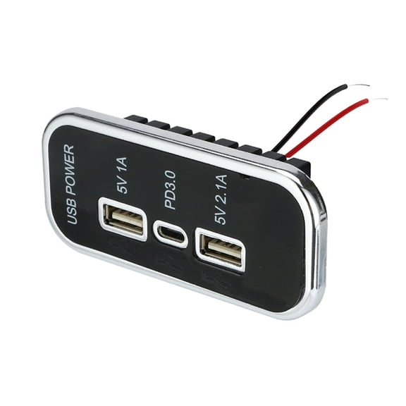 12/24V Car PD3.0 Double USB Panel Power Adapters Outlet Fast Charging For Motorcycle Auto Truck ATV Boats Bus Accessories