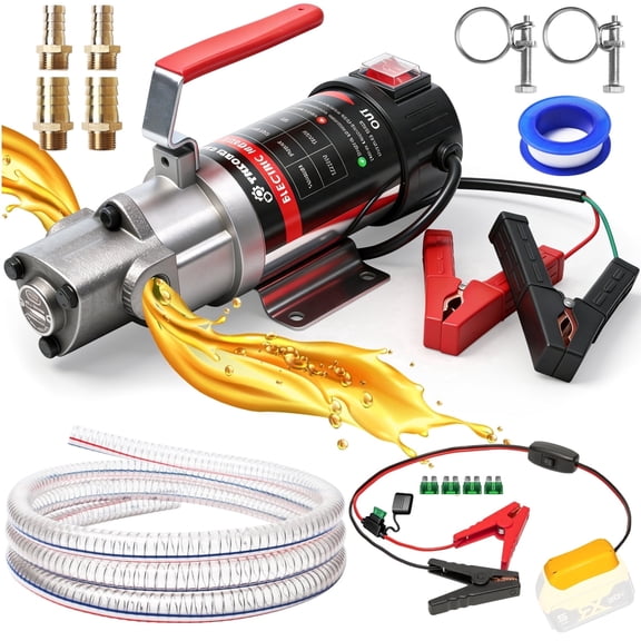 Electric Oil Extractor Pump, Gear Oil Pump with Battery Adapter for Dewalt 20V Batteries, 3.2GPM Transmission Fluid Pump for Car, Truck, Mower, Marine