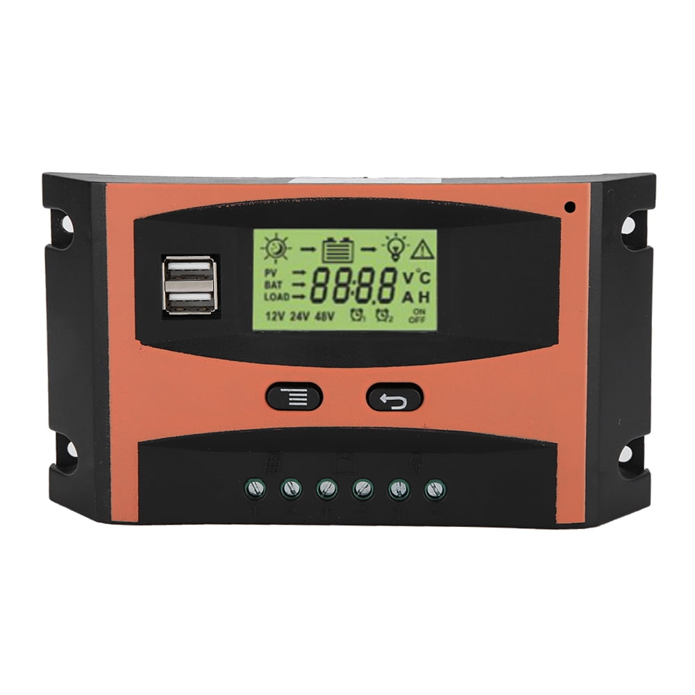 12/24V MPPT Solar Charge Controller W/ LCD, Dual USB Ports, Battery ...