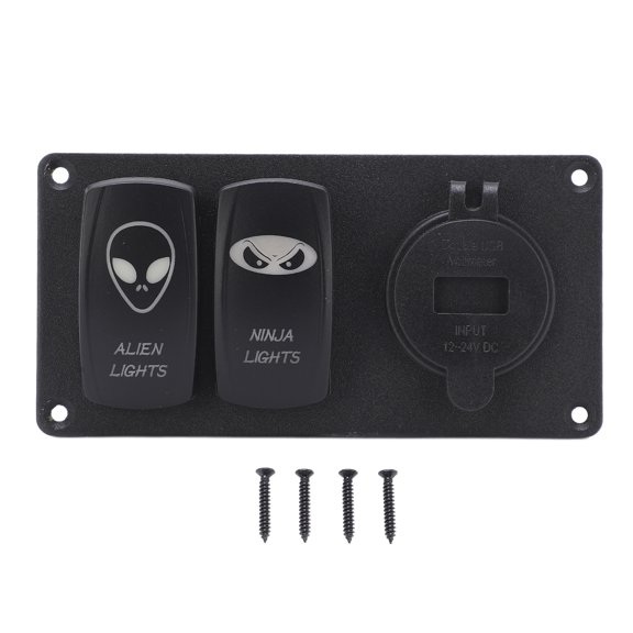 Sarapandan 12/24V Portable Rocker Switch Control Board Universal Car Boat RV Dual Switch Panel