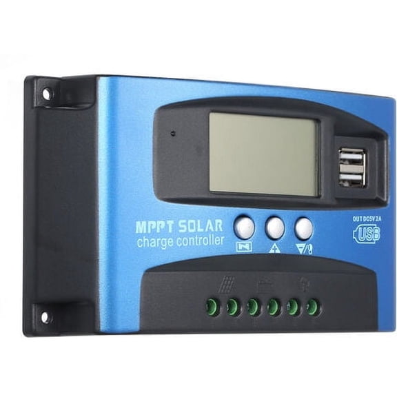 12/24V Solar MPPT Charger Controller with 5V Dual USB LCD Display & Surge Protection, 30A