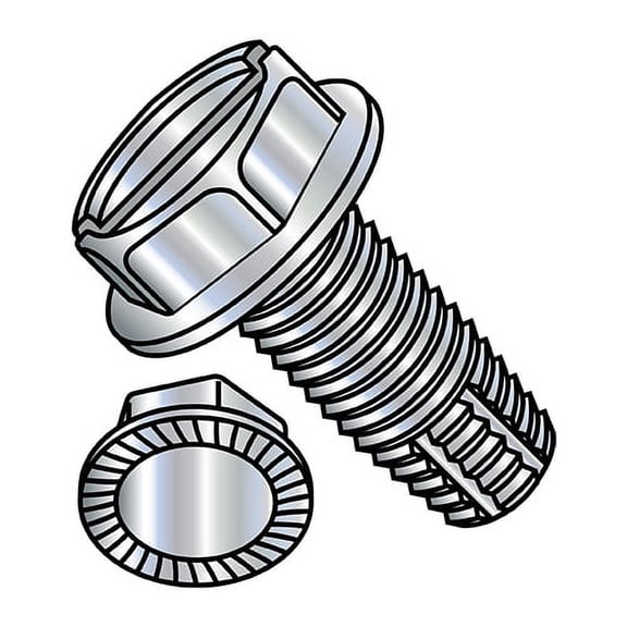 12-24X1/2 Slotted Indent Hex Washer Serrated Thread Cut Screw Type F Full Thread Zinc (Pack Qty 6,000) BC-1208FSWS