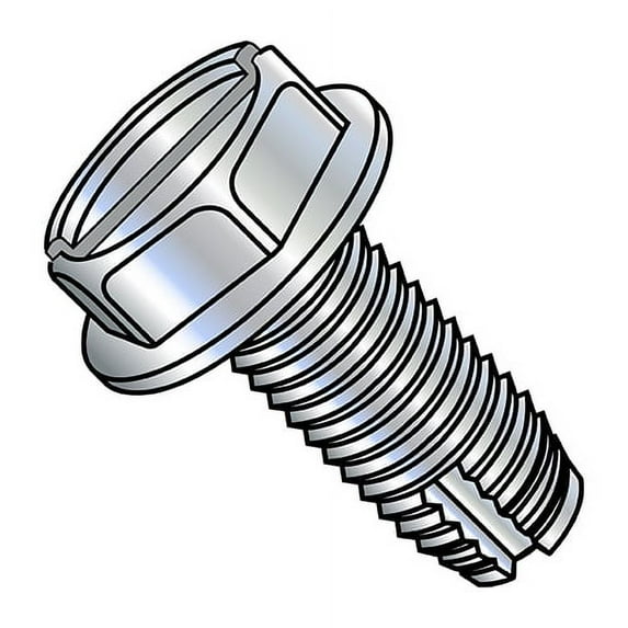 12-24X1/2 Slotted Indented Hex Washer Thread Cutting Screw Type 1 Fully Threaded Zinc And (Pack Qty 5,000) BC-12081SW