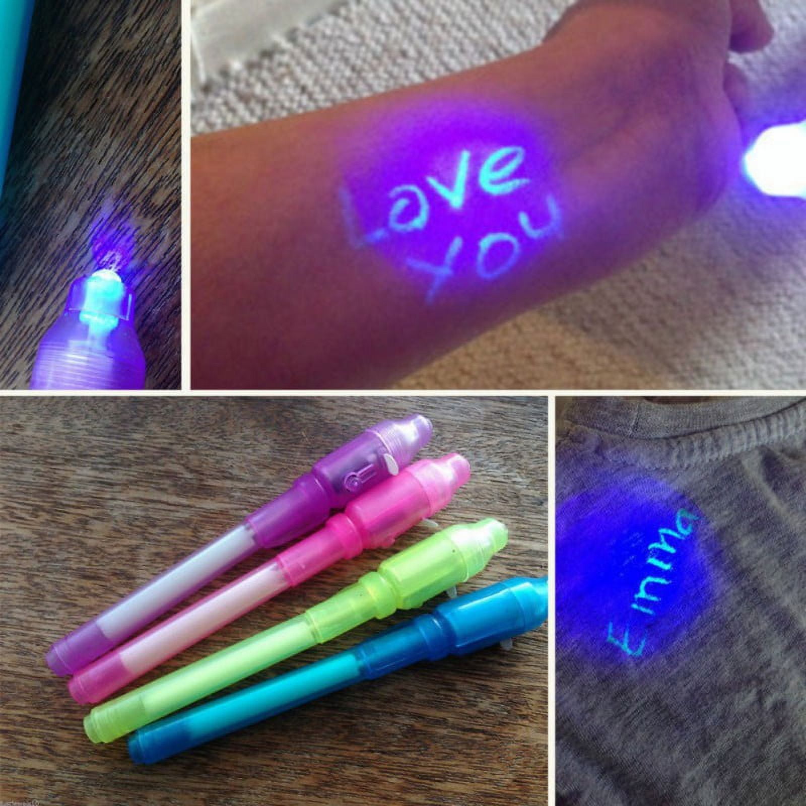 HESITONE Colorful Invisible Ink Pen with UV Light Invisible Marker Pen for  Boy Girl Gift 