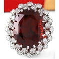 thumbnail image 1 of 12.25 CT Halo Oval Garnet & Diamonds Ring, 14K White Gold - Size 6.5, 1 of 1