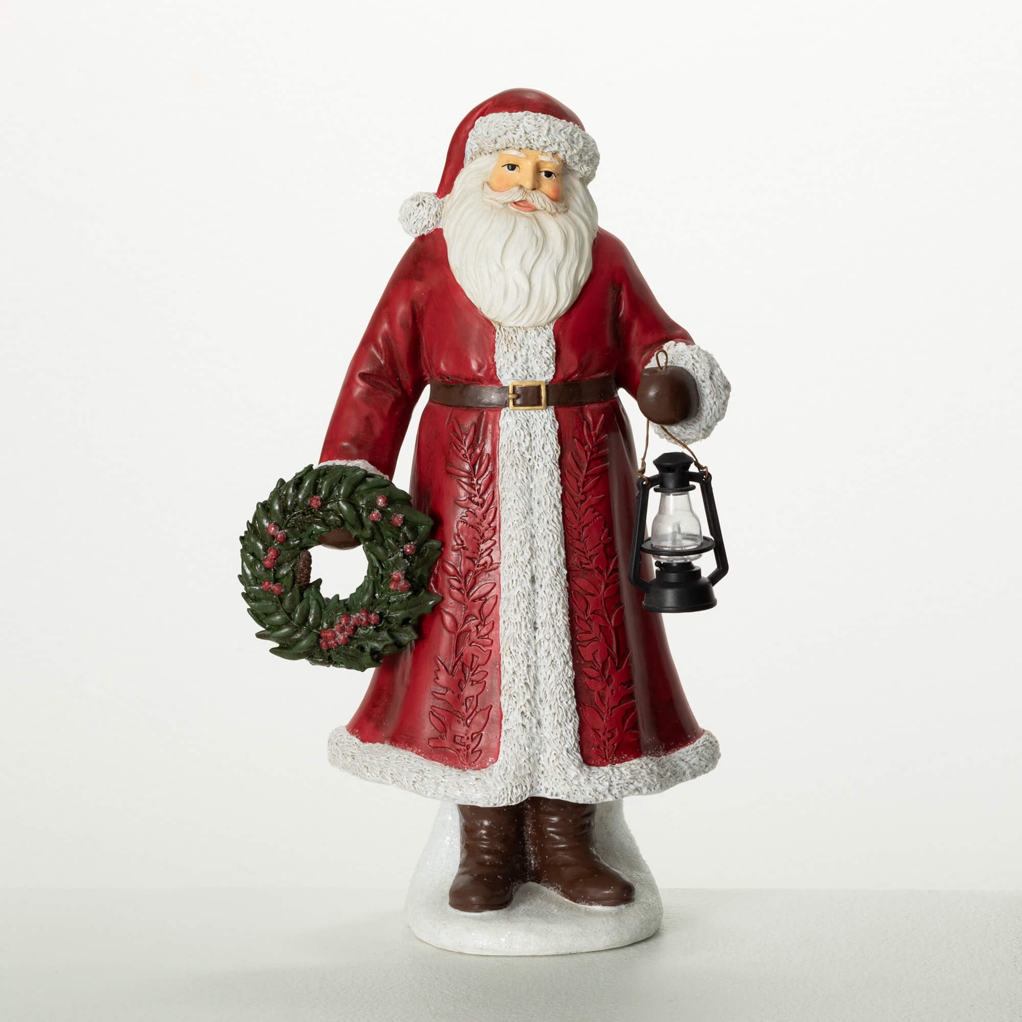 12.25"H Sullivans Christmas Woodland Santa With Wreath, Multicolor