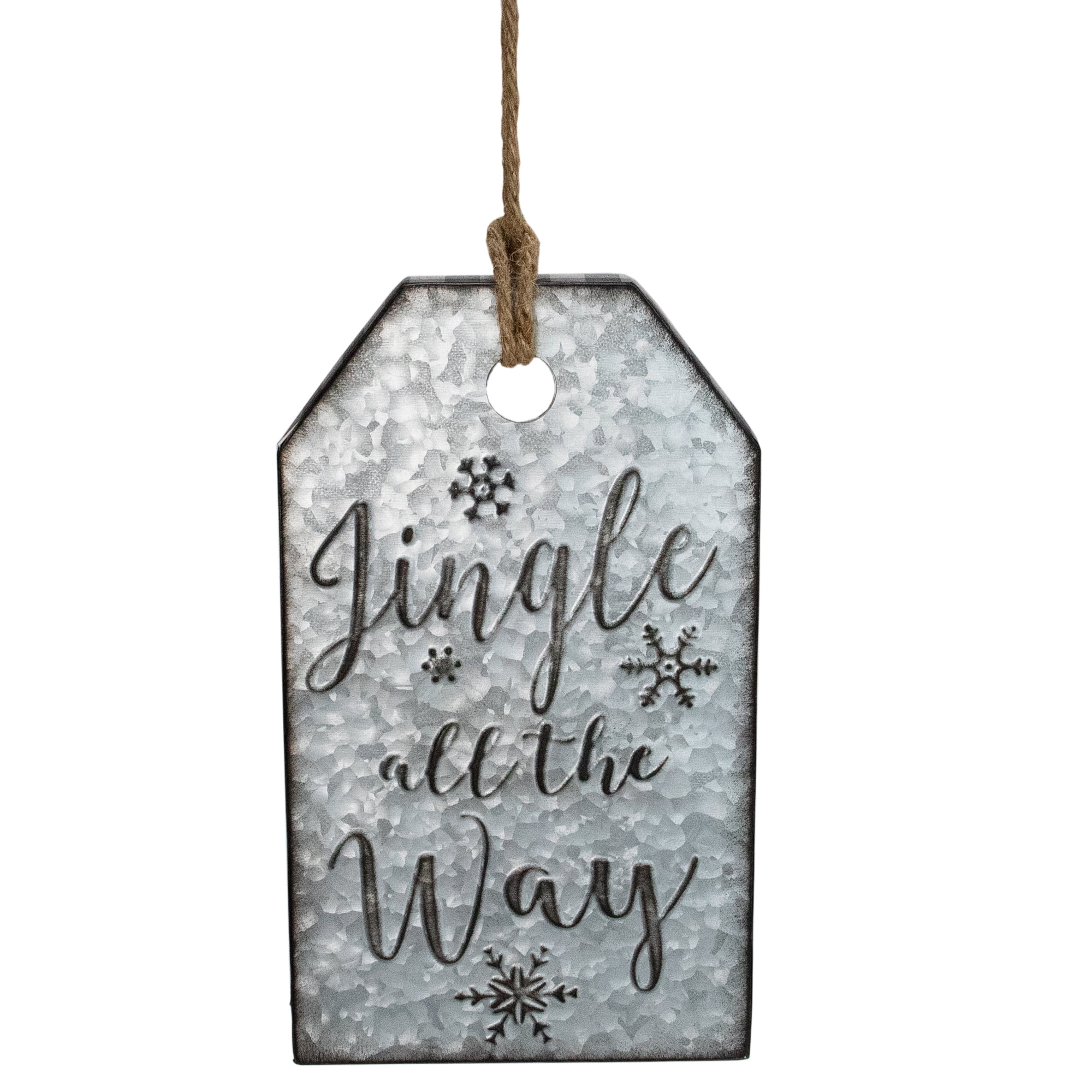 12.25" Silver and Black Metal Distressed "Jingle All The Way" Christmas Wall Decor