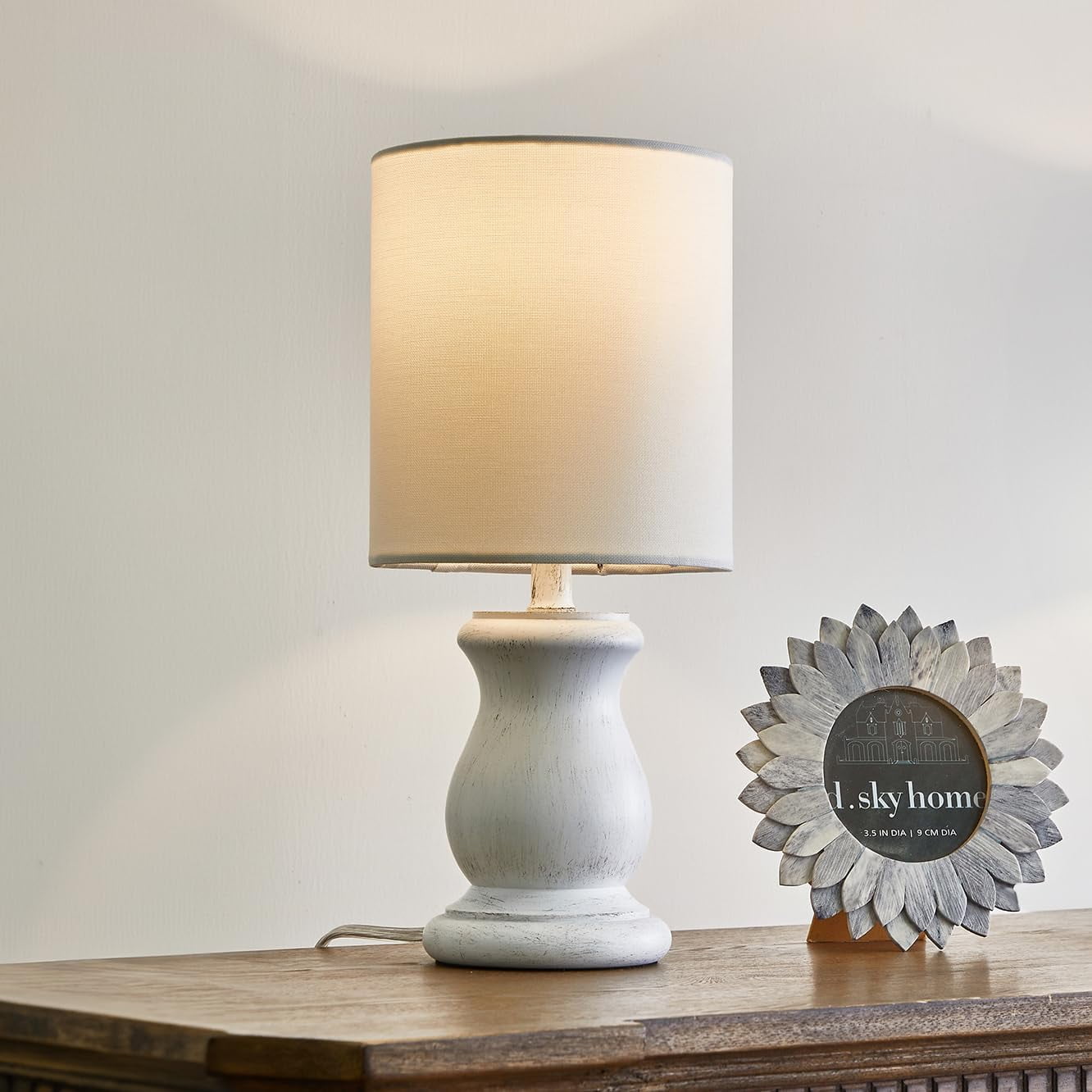 12.25" Small Table Lamp for Bedroom Living Room Simple Retro Wood Grain