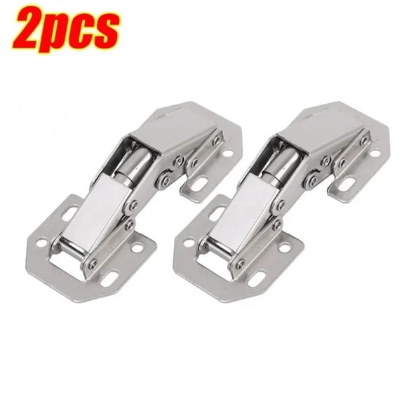 12-2PCS Stainless Steel Cabinet Hinges 90 Degree No-Drilling Hole Cupboard Door Buffer Hinges Furniture Cabinet Hardware Kits