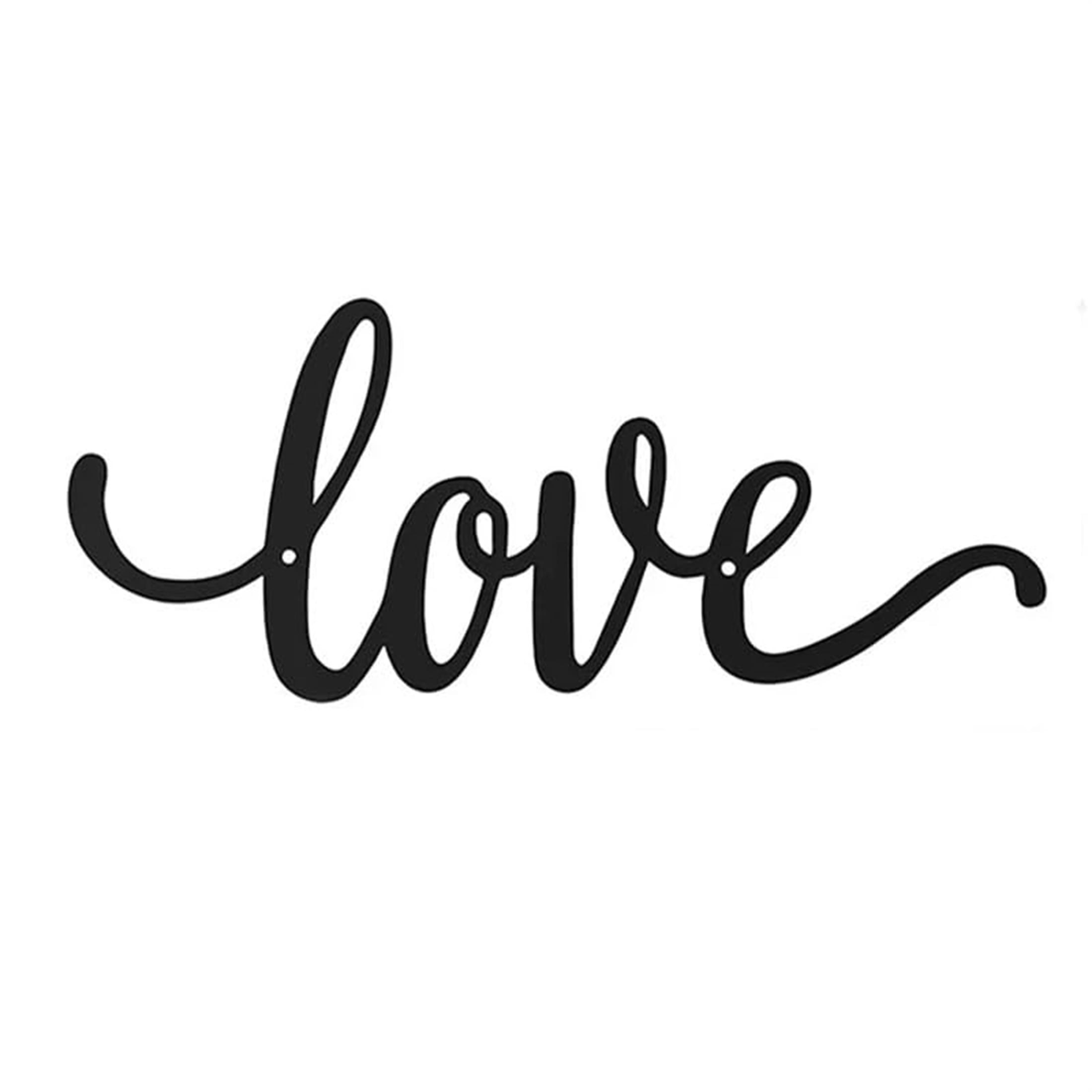 12×3.4 Inches Word LOVE Wall Decor Rustic Black Metal Wall Art Hanging