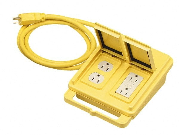 12/3 6FT SJTW 15A QUAD OUTLET BOX W/FLIP COVER &amp; INLINE GFCI