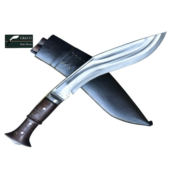 12" 3 Chirra (3 Fuller) The Beast, Full Tang Wooden Handle, Black Leather Sheath Khukuri- Handmade in Nepal Imported