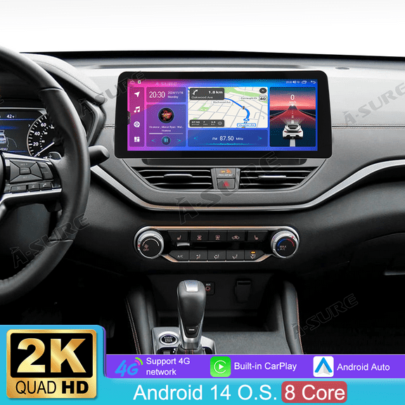 12.3" HD 8-Core 4+64GB Car Radio Stereo for Nissan Altima Vl L34 2018-2021 with Wireless CarPlay/Android Auto/4G LTE/GPS Nav/Wi-Fi/BT 5.0/DSP/Backup Camera