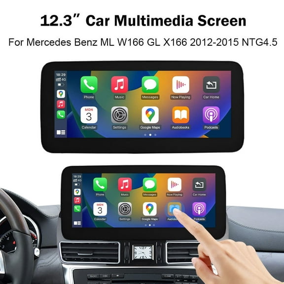 12.3 Inch Touch Screen Wireless CarPlay Android Auto Car Multimedia Dispaly for Mercedes-Benz ML GL W166 X166 with NTG4.5/4.7