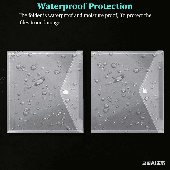 12.3 Inches Square Clear Document Folders Transparent Filing Envelopes Waterproof Plastic Envelopes File Holder Filing Document Poly Envelope with Snap Button Closure for Letter Paper 32x33cm (5 Pcs)