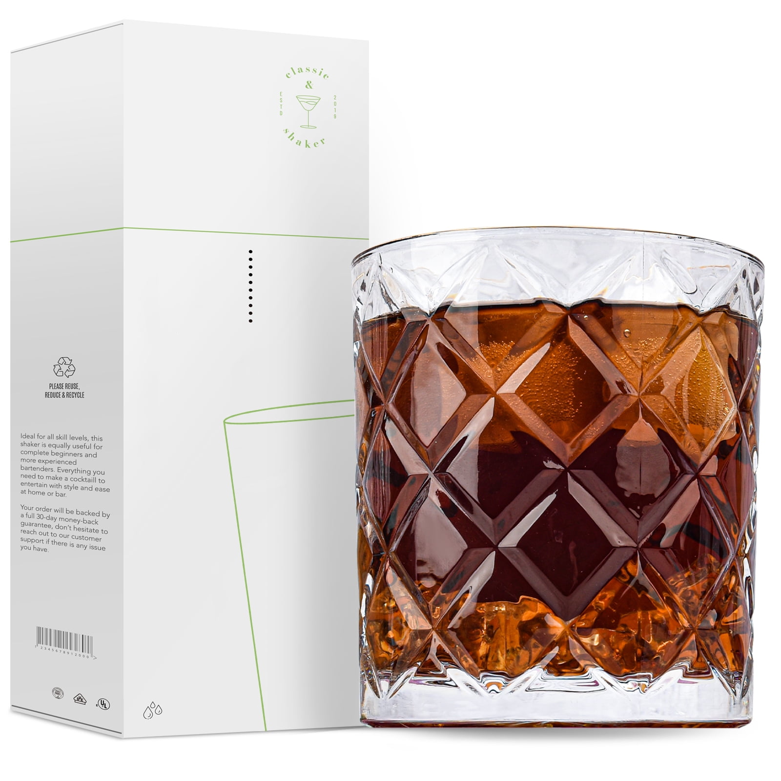 12.3 Ounces/ 350ml Whiskey Glasses with Gold Rim, JOYCEMALL Set of 4 ...