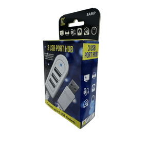 12" 3-Port USB Expander 3AMP – Expand connectivity and power for multiple devices with ease, features 3 USB ports, fast charging, compact design, and versatile use for home, office, or travel, Black