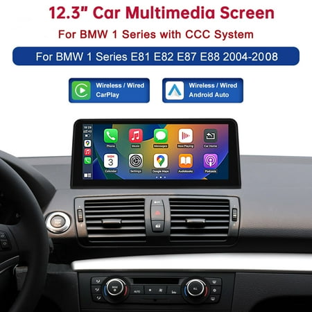 12.3" Touch Screen Wireless Carplay Andriod Auto for BMW 1 Series E81 E82 E87 E88 2004-2008 with CCC System Radio Receiver Navigation Bluetooth