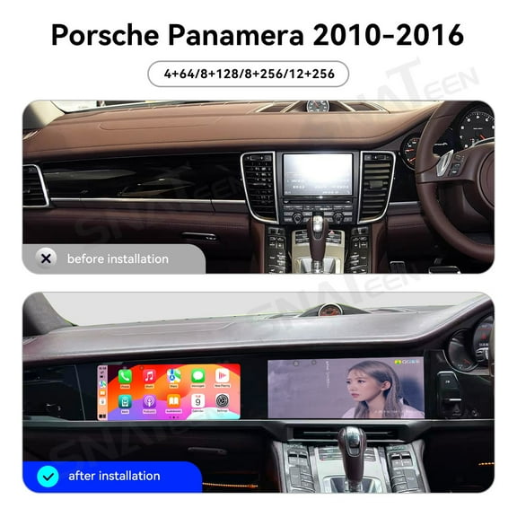 12.3 inch Carplay Screen/Radio/Multimedia Player for Porsche Panamera 2010-2016 Models Universal Car Navigation/GPS Upgrade Headunit Android Display 1080P Touch Screen Replace System Accessories