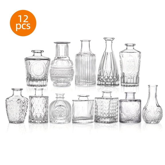 12/30/45/54/64Pcs Glass Bud Vases Bulk - Small Centerpiece Flower Vases, Ideal for Rustic Wedding, Home Table, Halloween & Christmas Festival Decor