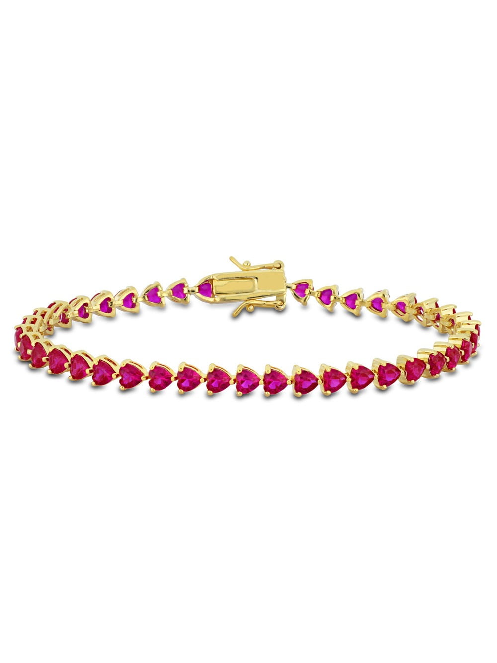 12 30 Carat Ctw Lab Created Ruby Heart Cut Tennis Bracelet In Yellow 12-30-carat-ctw-lab-created-ruby-heart-cut-tennis-bracelet-in-yellow
