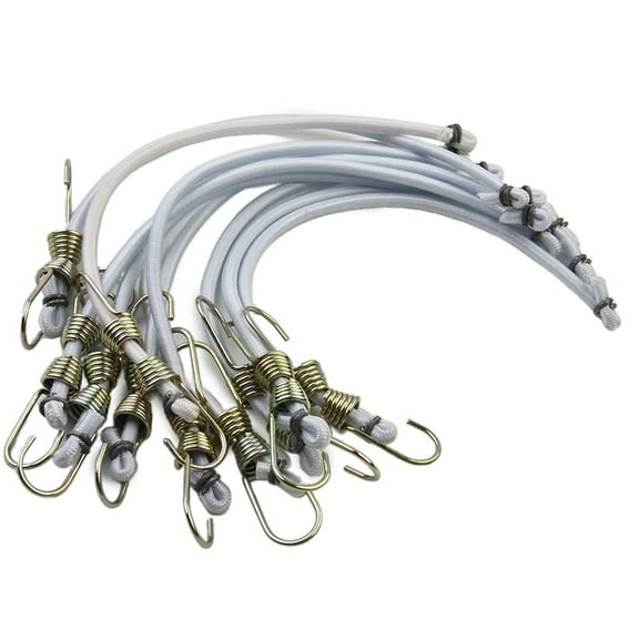 12" (30CM) Bungee Cords with Hooks, 10Pcs Multi-Purpose Elastic Bungee Straps for Luggage, Camping - Weatherproof