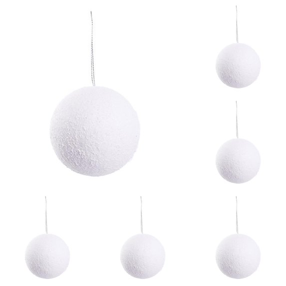 12-30PC Christmas Foam Balls White Hanging Ornaments Set Decorative Baubles for Xmas Tree Holiday Party Wedding Home Decor Elegant DIY Craft Pendants Model Making Supplies Creative Foam Material