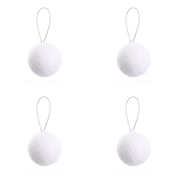 12-30PC Christmas Foam Balls White Hanging Ornaments Set Decorative Baubles for Xmas Tree Holiday Party Wedding Home Decor Elegant DIY Craft Pendants Model Making Supplies Creative Foam Material