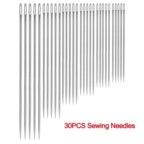 12/30Pcs Side Hole Blind Sewing Needles Stainless Steel Elderly Needles Hand Sewing Stitching Pin DIY Home Self Threading Needle