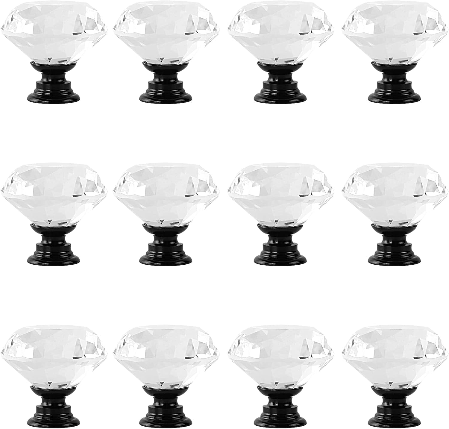 12 30mm diamond glass cabinet handles with screw drawer knobs, used for ...