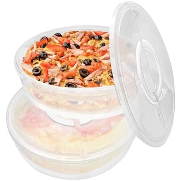 12" 2 Pack Pie Carrier with Lid and Handle, Reusable Food Storage Containers for Pies, Cheesecake, Pizza, Nuts Fruit