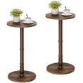 thumbnail image 1 of 12" Round Side Tables Set of 2, Solid Wood Pillar with Wood Top & Base, Small Drink Accent Table for Living Room, Bedroom, Sofa & Office, Easy Assembly, Rustic Brown, 1 of 9