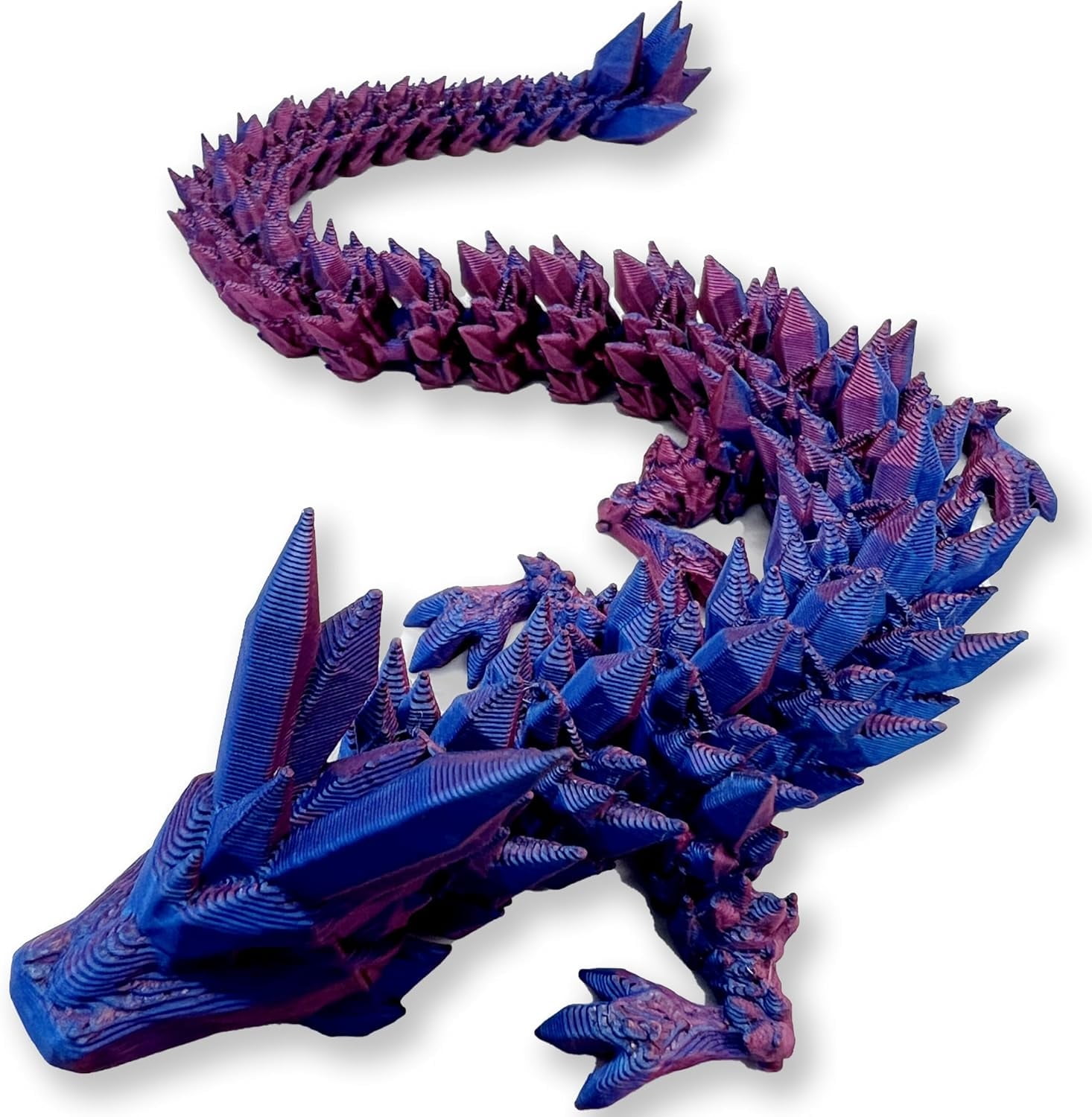 12" 3D Printed Crystal Dragon Articulated Desk Toy for Home and Office