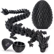 12" 3D Printed Crystal Dragon with Dragon Egg - Articulated Jointed Dragon Sculpture - Large Mythical Creature Figurine, Fantasy Room Decor, Stress Relief Toys