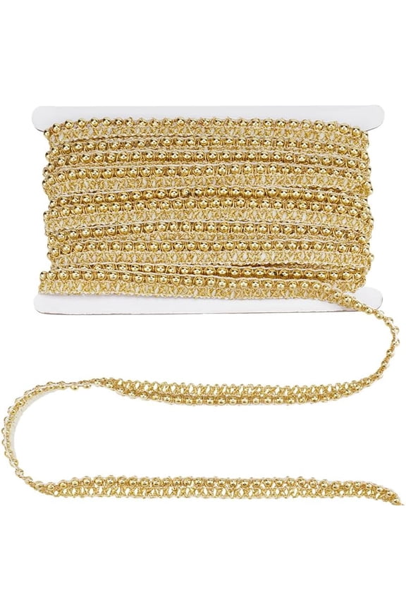 12.3Yards Gold Pearl Lace Trim Pearl Trimming Lace Ribbon 5/8 inch Golden Beaded Braid Laces Trim