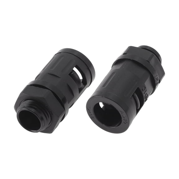 12.3mm / PG7 Cable Glands 10mm / 0.39" Bellows Quick Connector Straight PA6 Nylon Black 2 Pcs