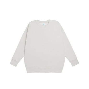 12.3oz Men's Fleece Crewneck Sweatshirt Thick Loose fit Soft Basic Pullover Sweatshirt（Rice gray）