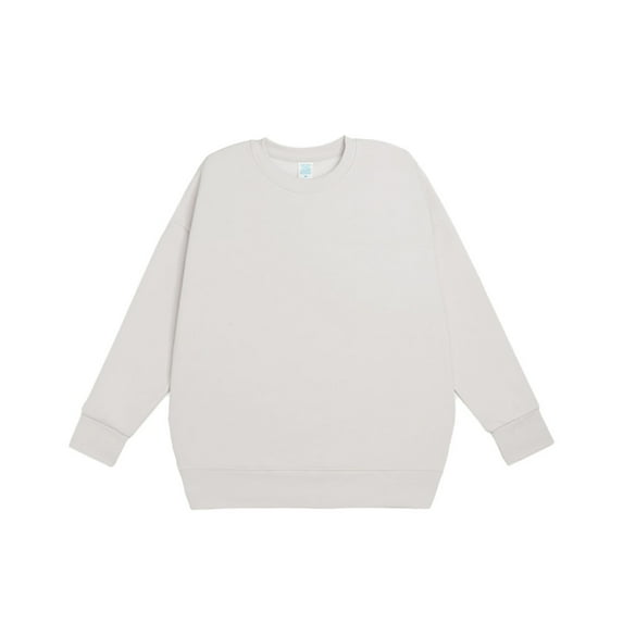 12.3oz Men's Fleece Crewneck Sweatshirt Thick Loose fit Soft Basic Pullover Sweatshirt(Rice gray)