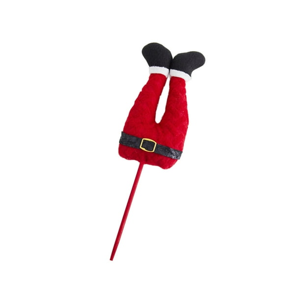 12.4" Christmas Elf Legs Picks Decoration for Xmas Tree Striped Plush Santa Legs Scene Ornament Indoor Outdoor
