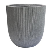 STONE LITE Concrete-look 12.2" x 12.2" x 12.4" Egg-Shape Gray Plastic Plant Pot with Has Drainage