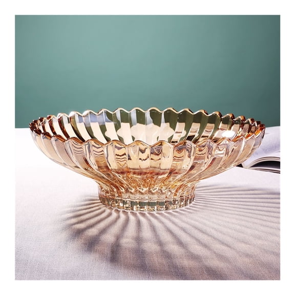 12.4 Inch Diameter Crystal Glass Fruit Bowl, Vegetable Fruit Plate for Kitchen Counter Table, Modern Creative Stylish Candy Dish, Table Centerpieces