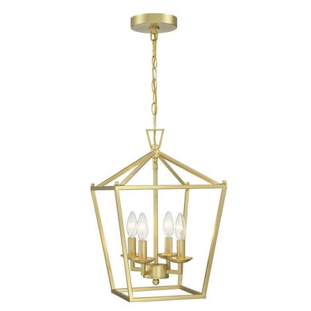 12" 4-Light Gold Pendant Lighting for Kitchen Geometric Ceiling Mount Light Fixture with Adjustable Hanging Chain for Dining Room, Hallway