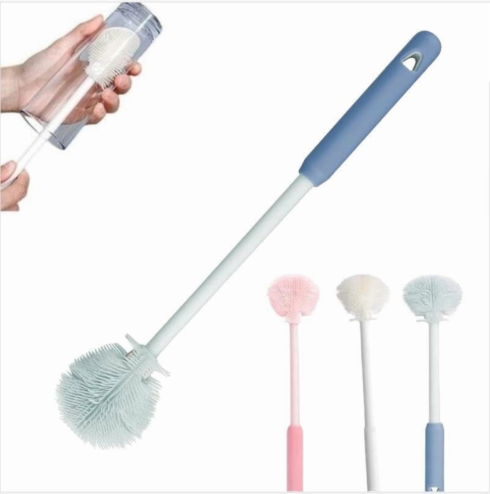 12.4" Silicone Bottle Brush, 3-in-1 Ergonomic Long Handled Cleaning Cup Brush,Water Bottle Cleaner,Deep Cleaning for Baby Bottles,Glassware, Narrow Neck Containers