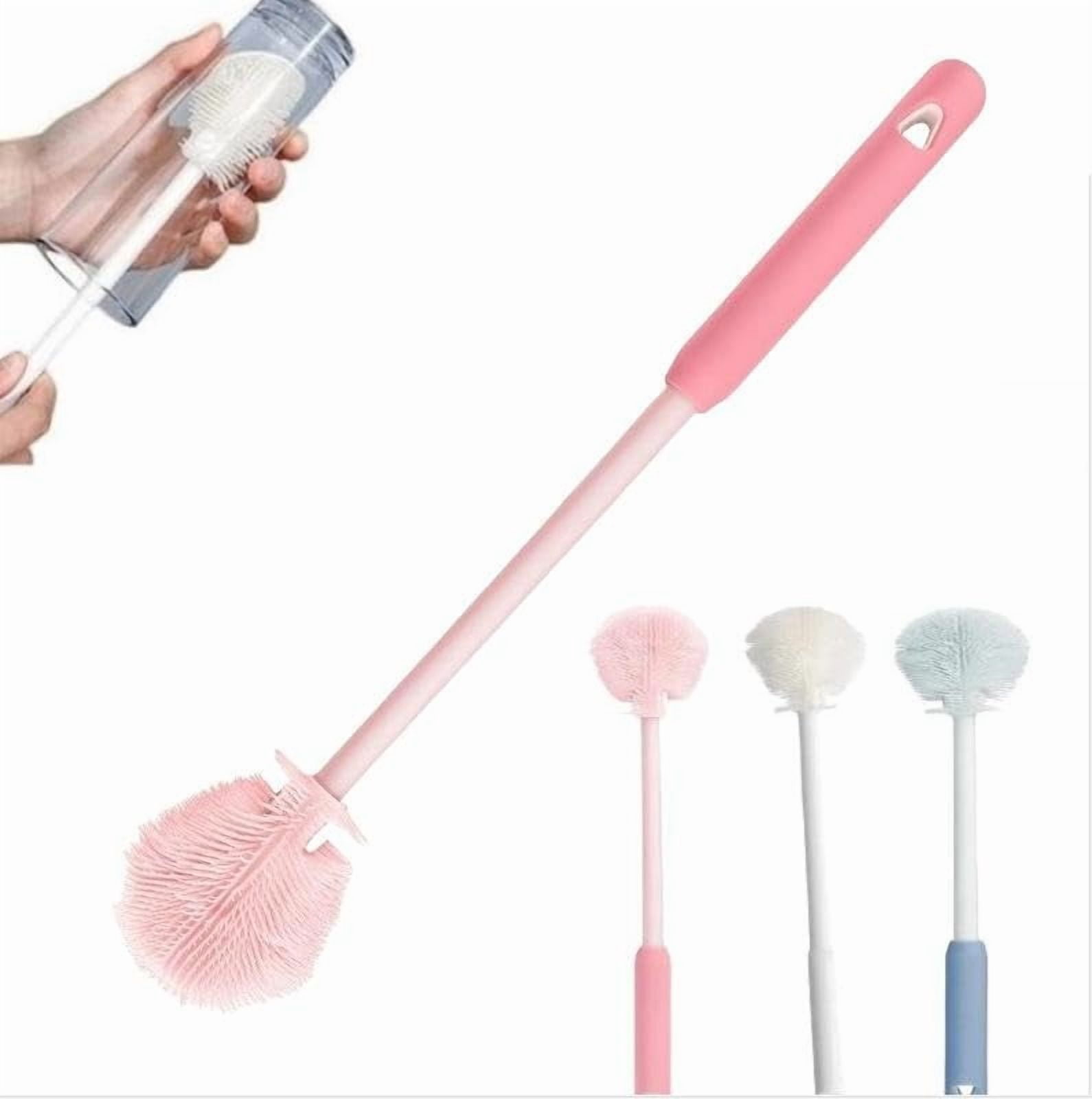 12.4" Silicone Bottle Brush, 3-in-1 Ergonomic Long Handled Cleaning Cup Brush,Water Bottle Cleaner,Deep Cleaning for Baby Bottles,Glassware, Narrow Neck Containers