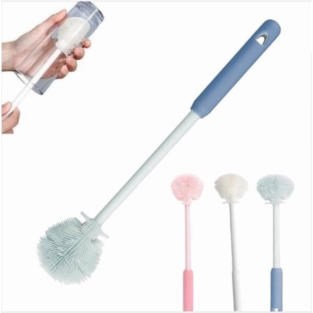 12.4" Silicone Bottle Brush, 3-in-1 Long Handle Cleaner for Baby Bottles & Glassware
