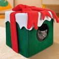 thumbnail image 1 of 12.40 x 12.40 x 12.40 inch Christmas Themed Pet House with 5.51 inch Entry Hole Winter Warm Closed Design for Small Dogs and Cats (Green), 1 of 5