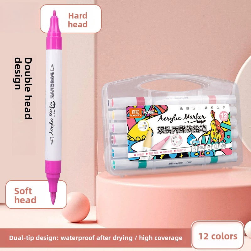 12-48 Colors Double Sided Marker Pens Set Water Based Washable Ink Art Drawing Supplies Highlighter Sketch Brush Pen