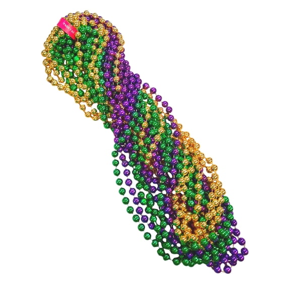 12 48" Purple Green Gold 12mm Mardi Gras Beads Party Favors 1 Dozen