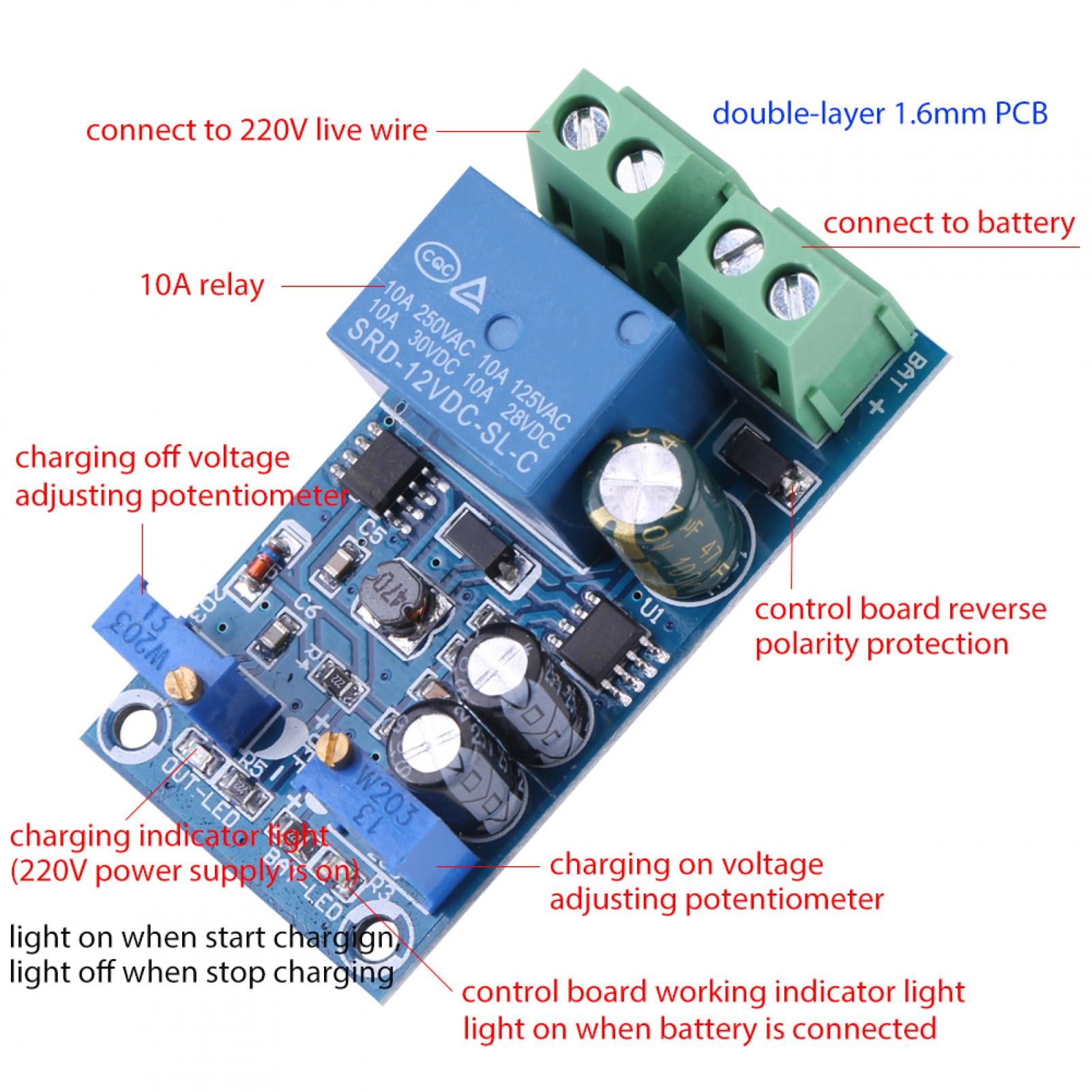1248V Charging Controller Module 10A Battery Charging Control Board